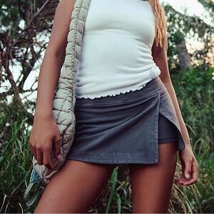 Free People Movement Hot Shot Mini Skort in Faded Black/ gray size medium